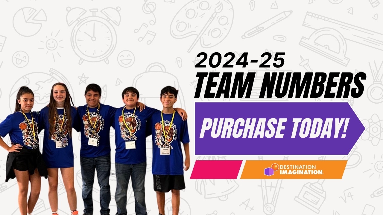 Image of a Destination Imagination team at Global Finals 2024 wearing matching black t-shirts.