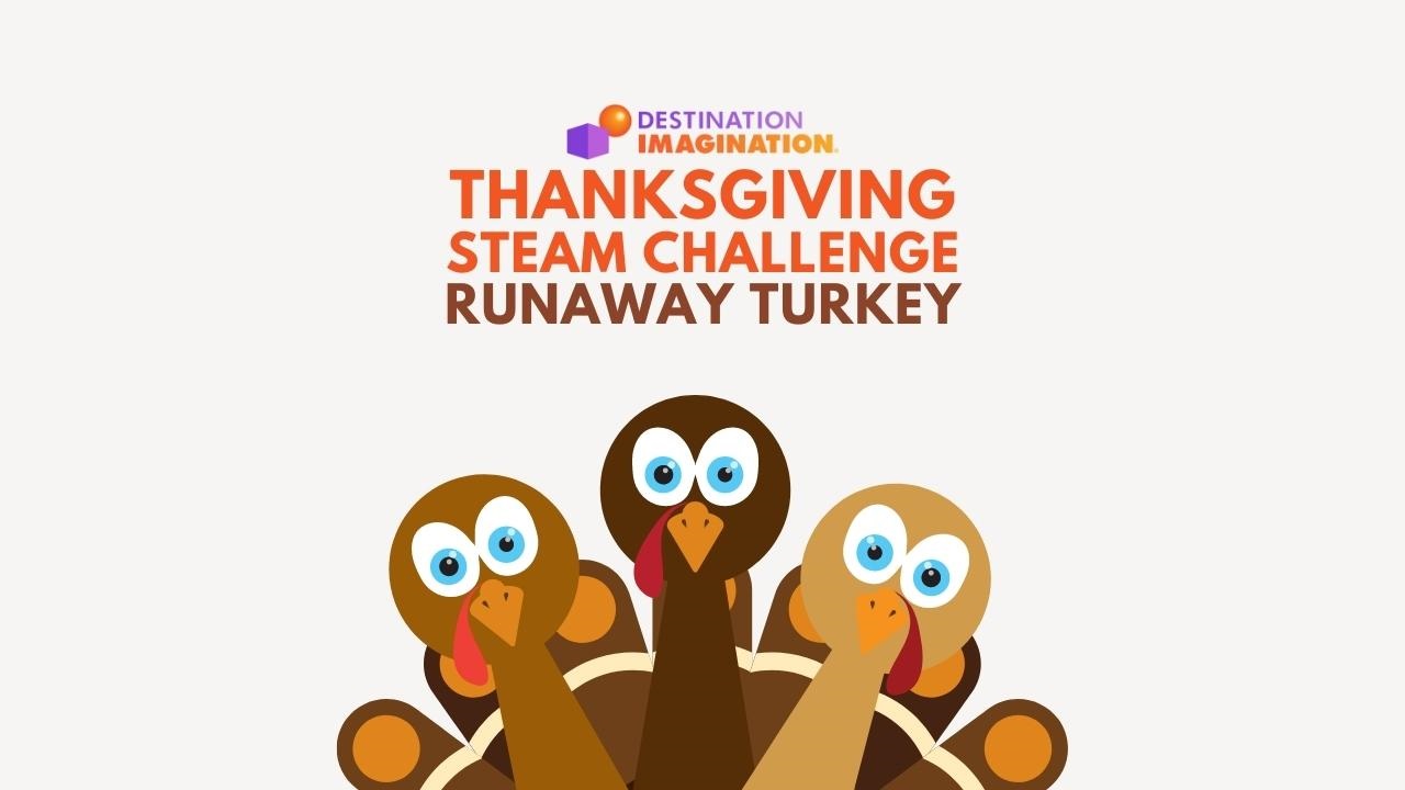 Three turkeys with scared looks on their faces.